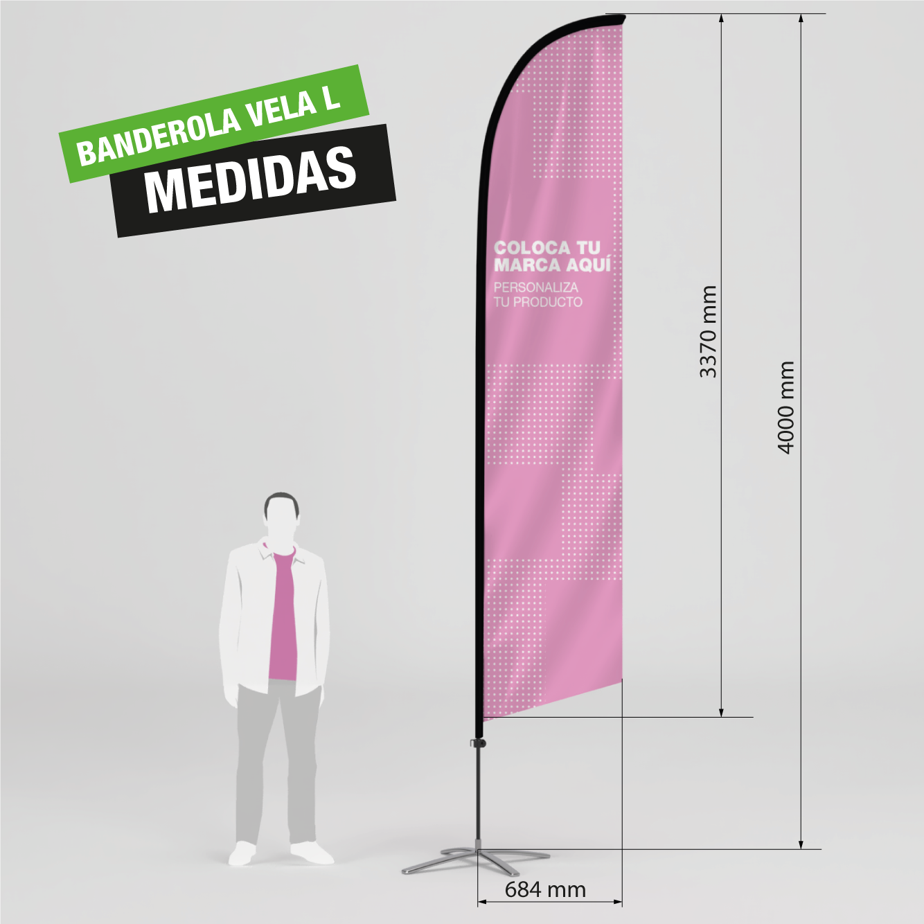 Fly Banner tipo vela para publicidad exterior tamaño L.